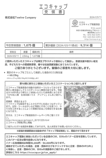エコキャップ運動のご報告：2024年3月